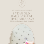 1 Year Old Daily Routine Timetable (x2 Designs)